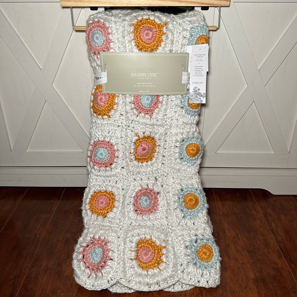 Shabby Chic Flower Crochet Throw Blanket